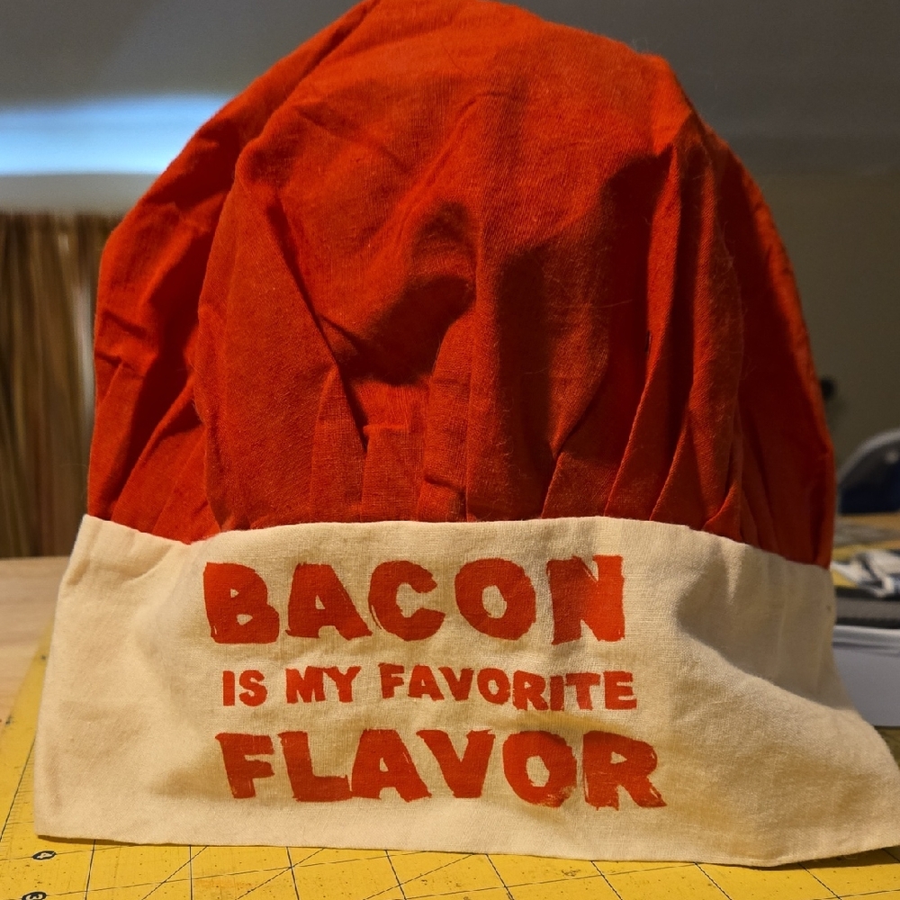 Red and White Chef Hat "Bacon Is My Favorite Flavor"